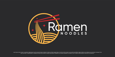 Ramen noodle logo design template with unique concept and creative element