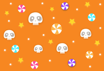 Illustration of a halloween background.Greeting ard halloween.Background for halloween on orange background
