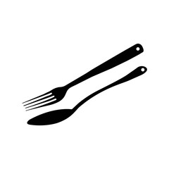Kitchen fork knife spoon icon | Black Vector illustration |