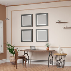 Four Square Thick Dark Frames Mockup