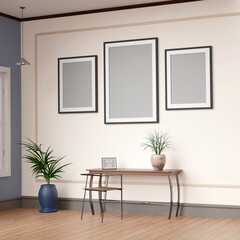 Naklejka na ściany i meble Triple Portrait Dark Frames Mockup