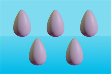 3d illustration of a group of white eggs