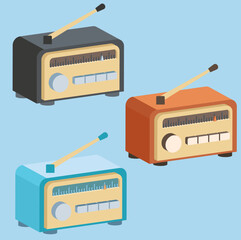 retro radio icon set