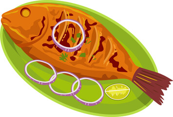 Tandoori Fish Illustration