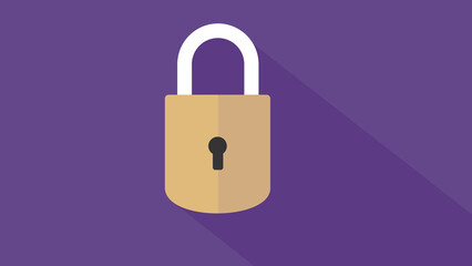 Padlock with shadow on purple background