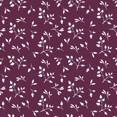 Winter floral seamless Christmas berries and leaves pattern for Noel wrapping paper and summer swimsuit print