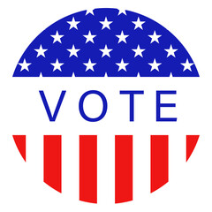 Vote badge. Election sticker in png. Vote badge in American flag. USA election sticker on transparent background