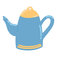 Isolated blue teapot sketch icon Vector