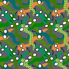 Cartoon animals seamless snakes pattern for fabrics and wrapping paper and linens and kids clothes print