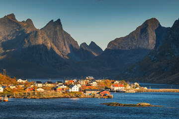 Beautiful and atmospheric beaches in the Lofoten archipelago in Northern Norway. Autumn