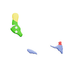 PNG 3D Rendering of Comoros Flag Map
