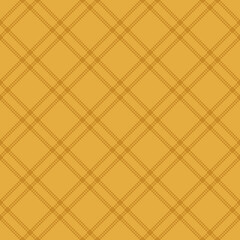 Elegant vector geometric traditional folk ornament. Nordic scandinavian style. Winter Christmas theme. Simple seamless pattern in mustard yellow color. Ornamental background with squares, grid, net