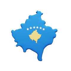 PNG 3D Rendering of Kosovo Flag Map
