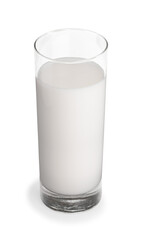 Glass of fresh milk isolated on white