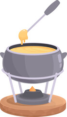 Hot fondue icon cartoon vector. Food cheese. Cooking sauce