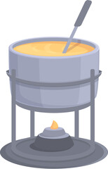 Winter fondue icon cartoon vector. Cooking pot. Dinner melt