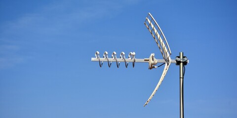 Antena de televisión digital terrestre con el azul del cielo  como fondo 