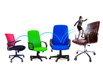 Fototapeta premium Promotion concept with businessman and chairs