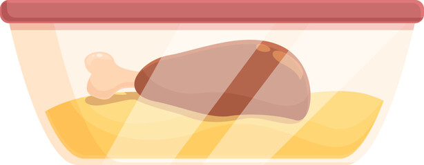 Chiken meat box icon cartoon vector. Meal snack. Plastic container