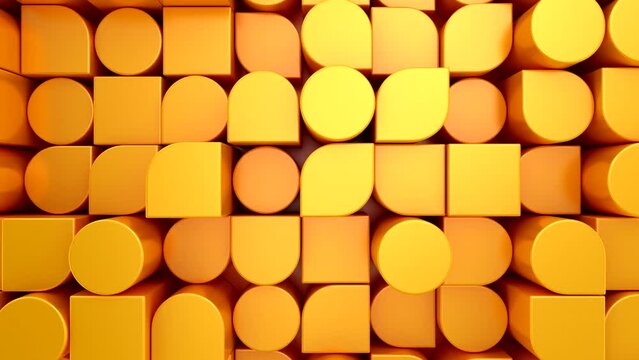 Background of Geometric Shapes. Abstract motion, loop, two color, 3d rendering, 4k resolution

