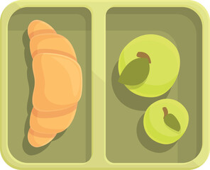 Croissant lunch icon cartoon vector. Healthy meal. Time pack