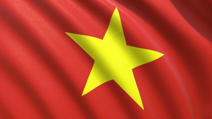 the vietnam flag made of fabric 3d-rendering