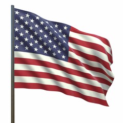 US flag on a white background 3d-rendering