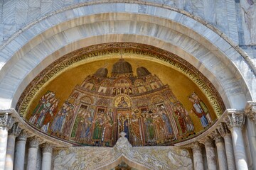 Closeup of Mosaic on the Cathedral  in st Marks Square, Venice