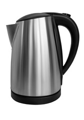 Metal Electric Kettle. Stainless steel insulated teapot on a white background. Appliances. Small kitchen appliances