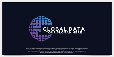 Fototapeta premium global world data logo design vector illustration with creative concept Premium Vector