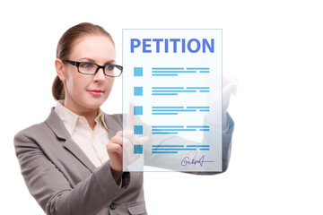 Businesswoman in petition application concept