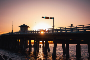 bridge at sunset by the pier
