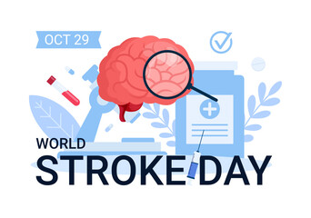 World stroke day, illustration stroke diseases anatomy for medical, Design can be used for websites, landing pages,mobile apps, ui ux, banners
