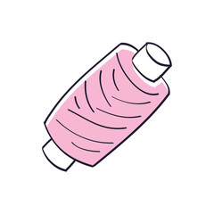 Pink sewing thread spool isolated vector illustration