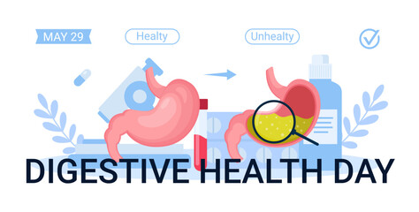 World digestive health day, illustration digestive health day anatomy for medical, Design can be used for websites, landing pages,mobile apps, ui ux, banners