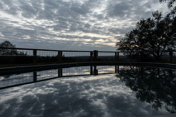 sky reflection on the pool