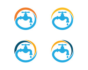 Faucet Logo Concept symbol sign icon Element Design. Water Tap, Plumber, Plumbing Service Logotype. Vector illustration template