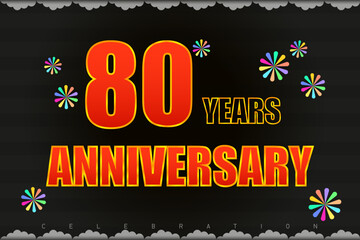 Design poster of 80th anniversary rocket launch black tone