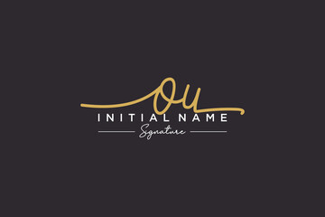 Initial OU signature logo template vector. Hand drawn Calligraphy lettering Vector illustration.