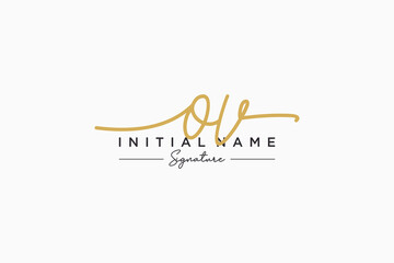 Initial OV signature logo template vector. Hand drawn Calligraphy lettering Vector illustration.