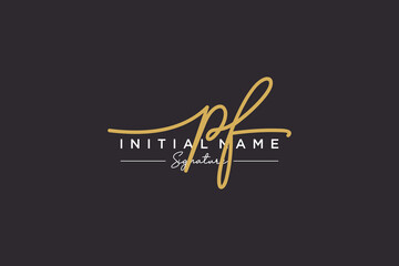 Initial PF signature logo template vector. Hand drawn Calligraphy lettering Vector illustration.