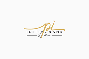 Initial PI signature logo template vector. Hand drawn Calligraphy lettering Vector illustration.