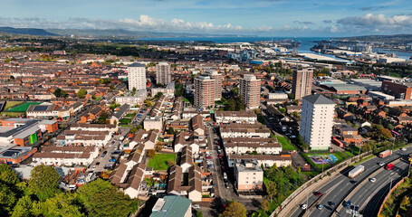 Aerial Photo of The Divis high rise flats Belfast Northern Ireland