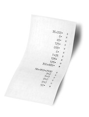 Calculator Paper Tape , Paper with Numbers