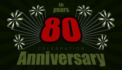 Poster design for 80th anniversary, element fireworks exploding from center