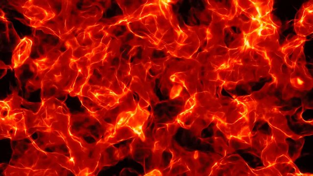 Abstract energy plasma Fire Patterns Offset Moving Background, 4k Animated background of Igniting and burning complex fire and flames patterns, seamlessly looping

