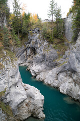 river in the alps emerald or turquoise color
