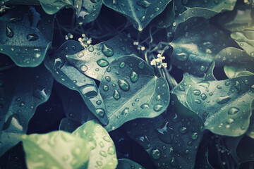 水滴のついた葉 背景素材