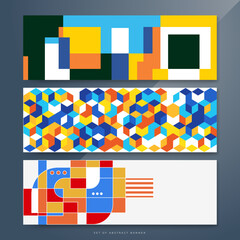 Flat colorful mosaic pattern design banner background