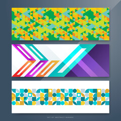 Flat colorful mosaic pattern design banner background